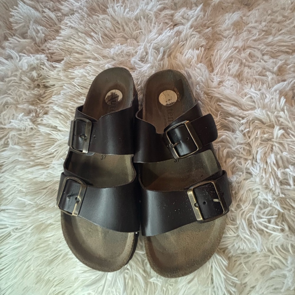 Black Double Strap Sandals